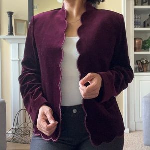 Vintage 70’s Mint Condition ACT III Burgundy Velvet Scallop Blazer, L/XL